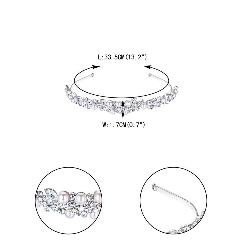 EVER FAITH Bridal Headpiece Accessory Crystal Cream Simulated Pearl Wedding Headband Clear Silver-Tone - Image 4